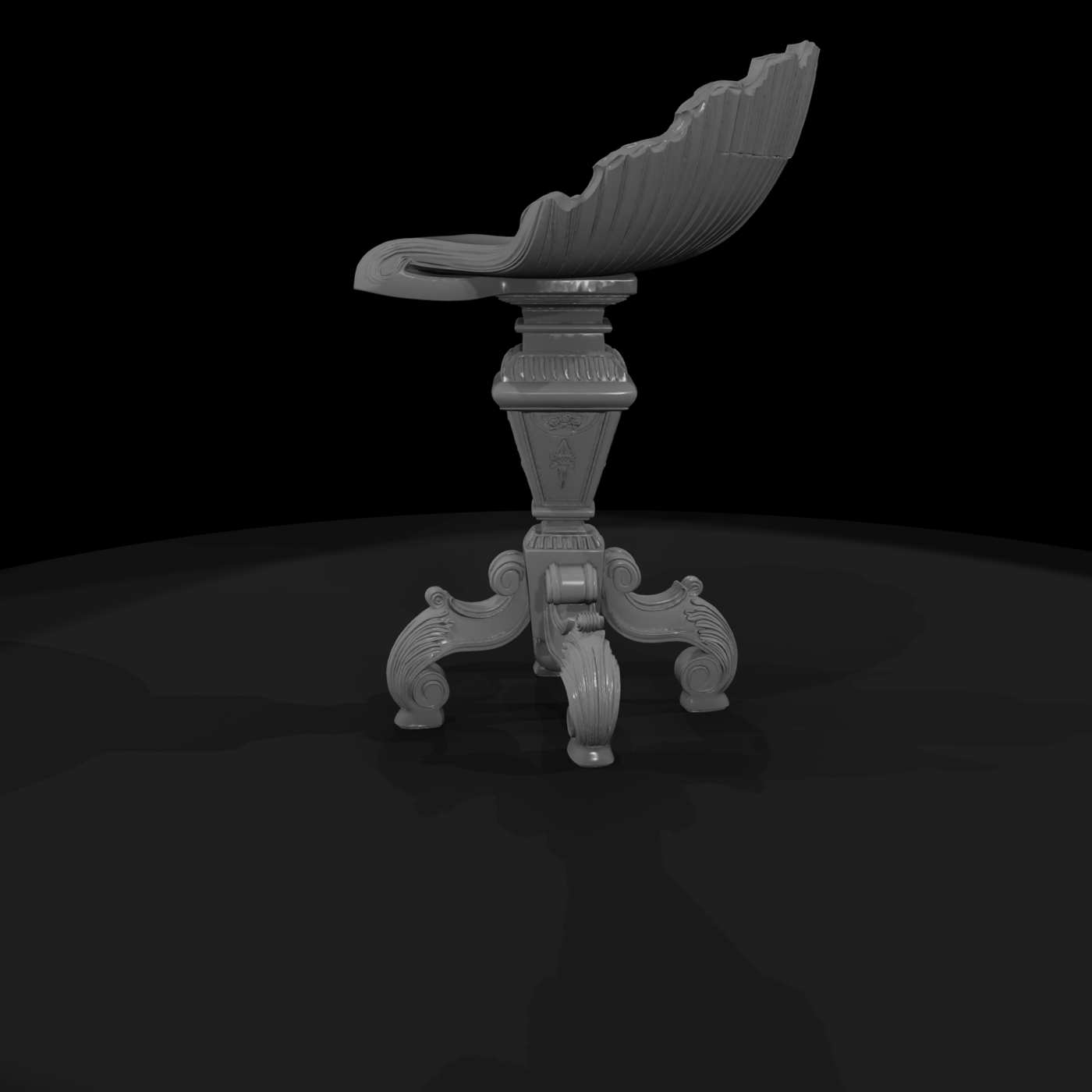 Baroque Neoclassical Shell Vanity Stool for Diorama