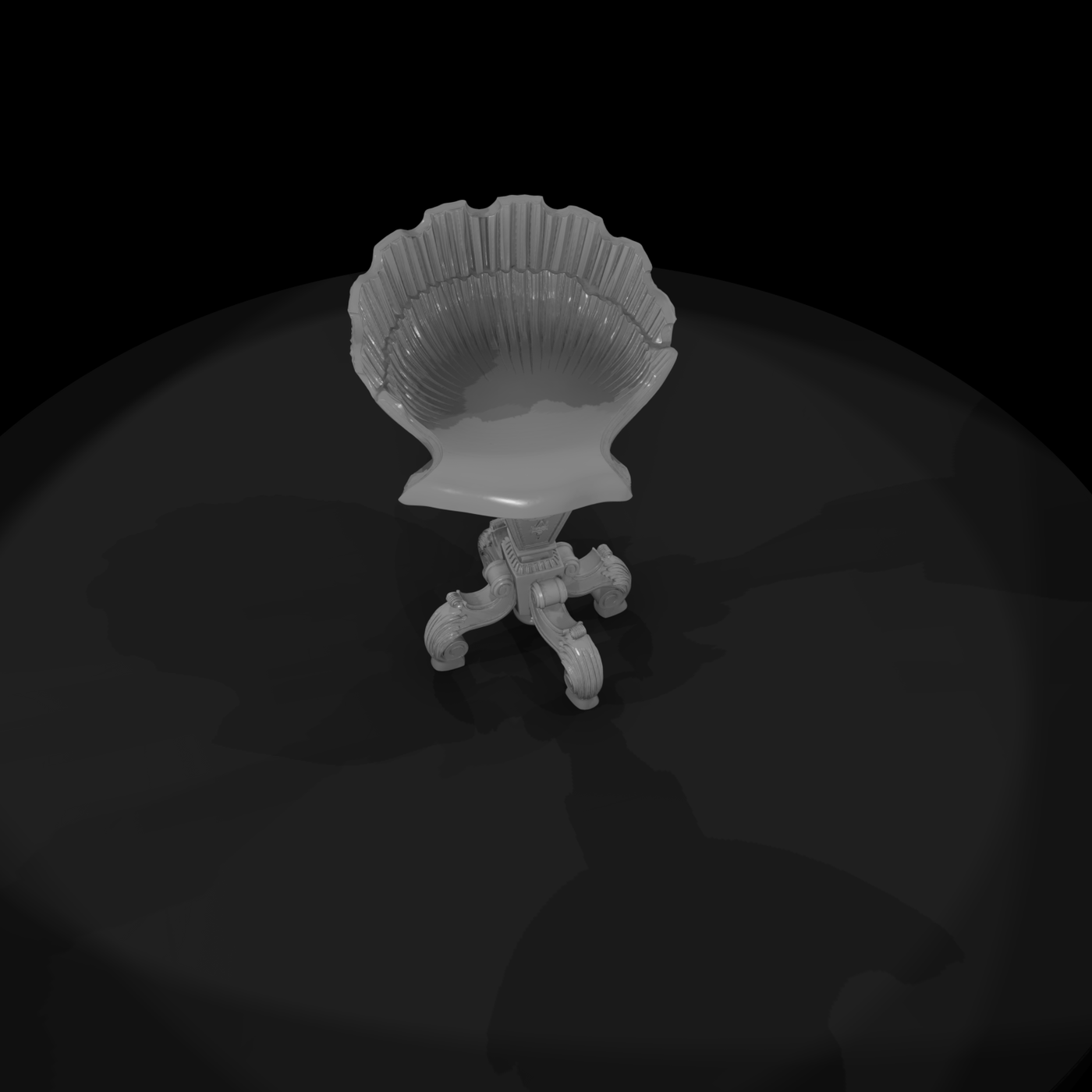 Baroque Neoclassical Shell Vanity Stool for Diorama