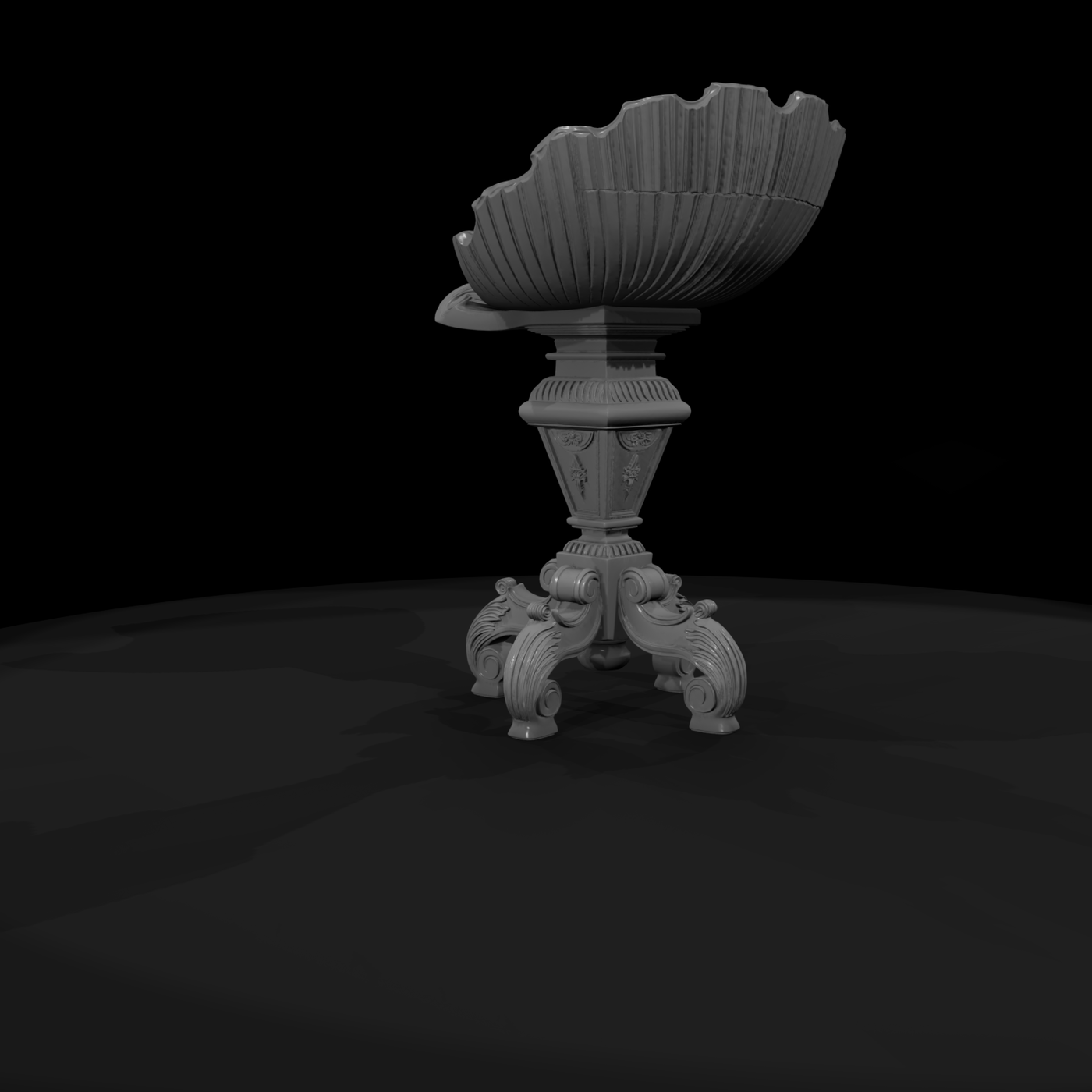 Baroque Neoclassical Shell Vanity Stool for Diorama