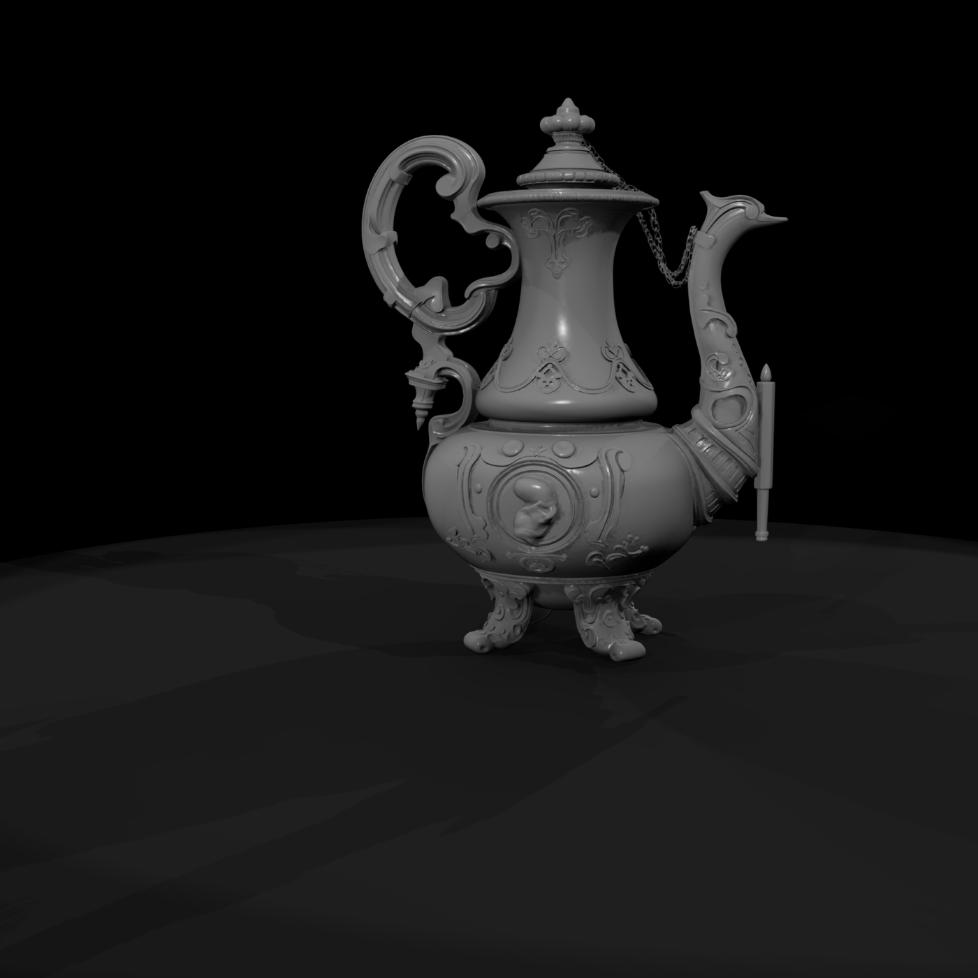 Baroque Ornate Antique Teapot for Dioramas & Railways