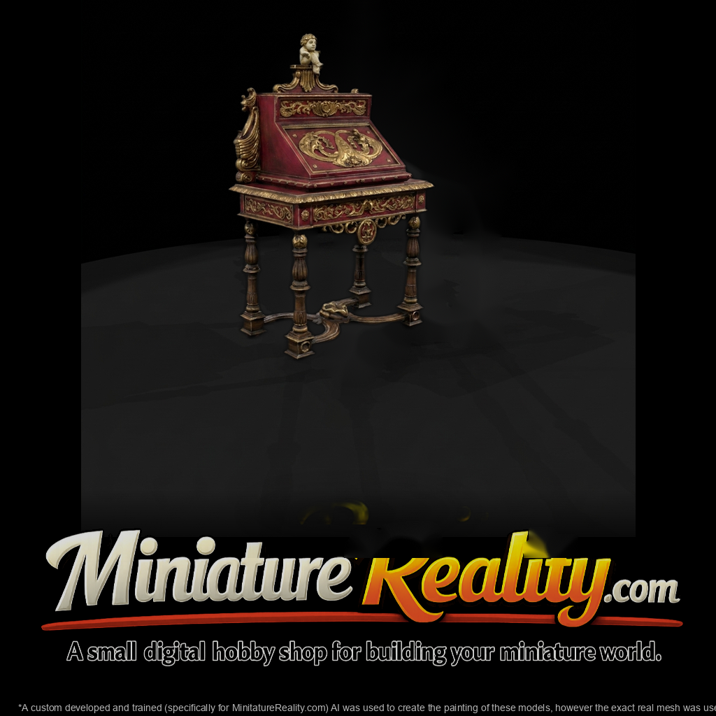 Baroque Ornate Secretary Desk — for Dioramas