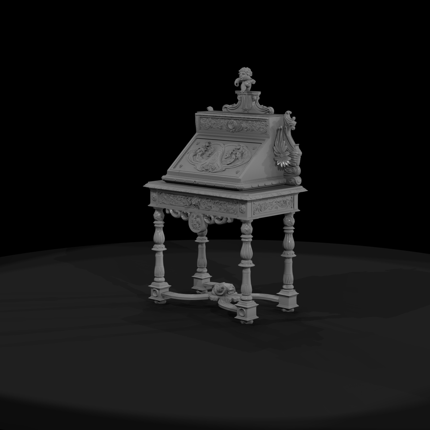 Baroque Ornate Secretary Desk — for Dioramas