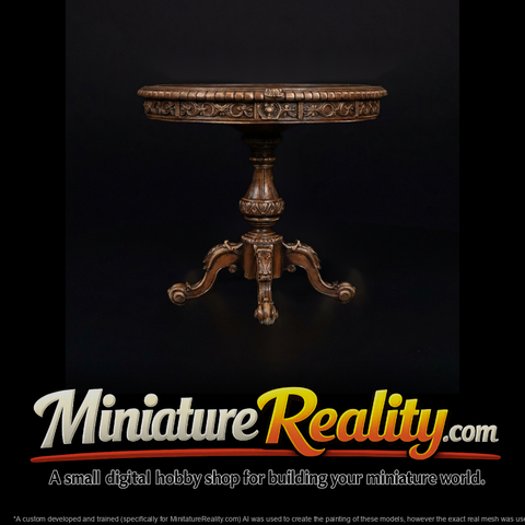 Baroque carved round side table for dioramas