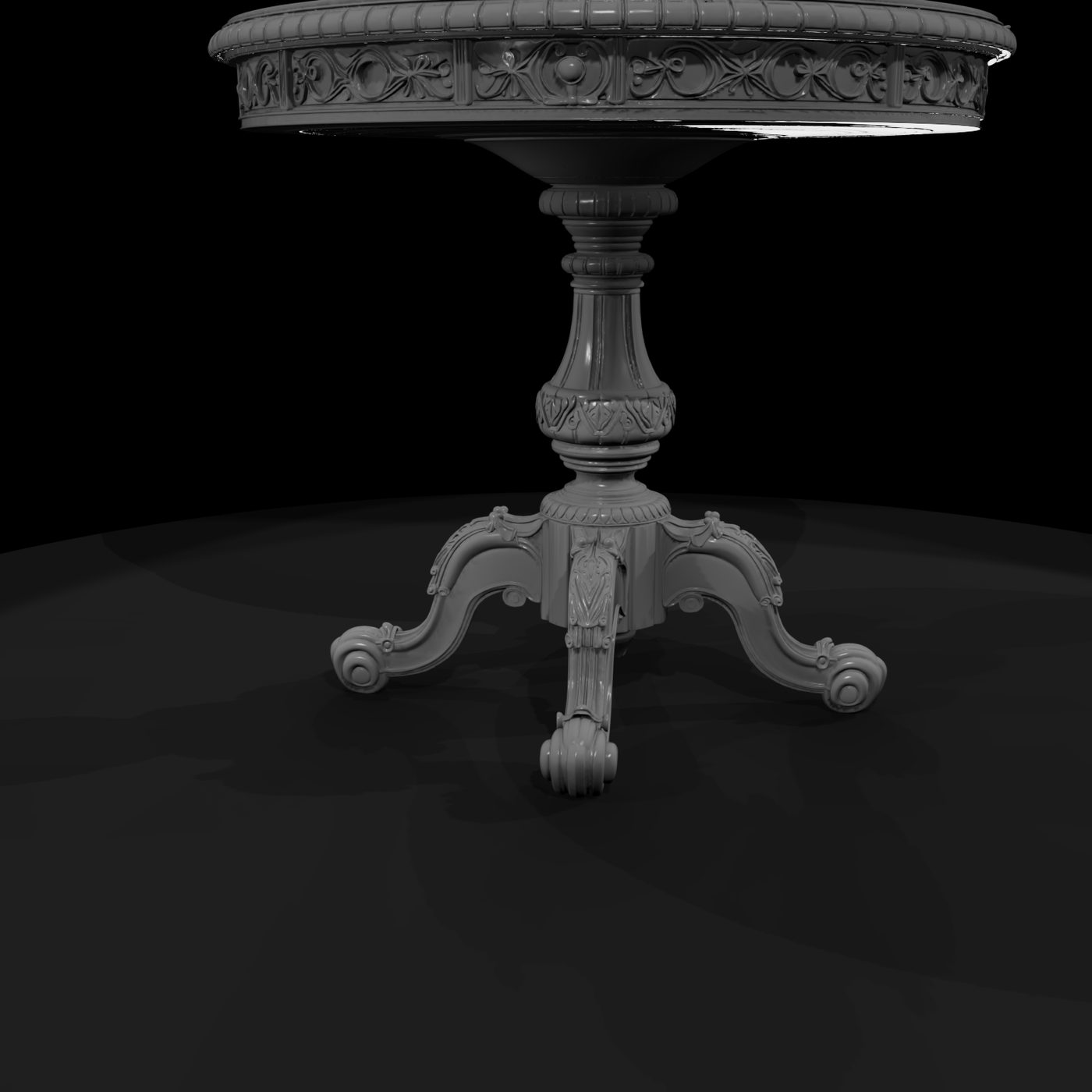 Baroque carved round side table for dioramas