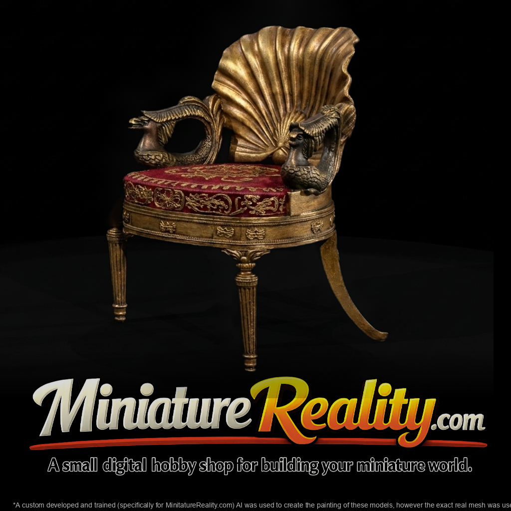 Baroque shell-back armchair — ornate swan-arm chair for dior
