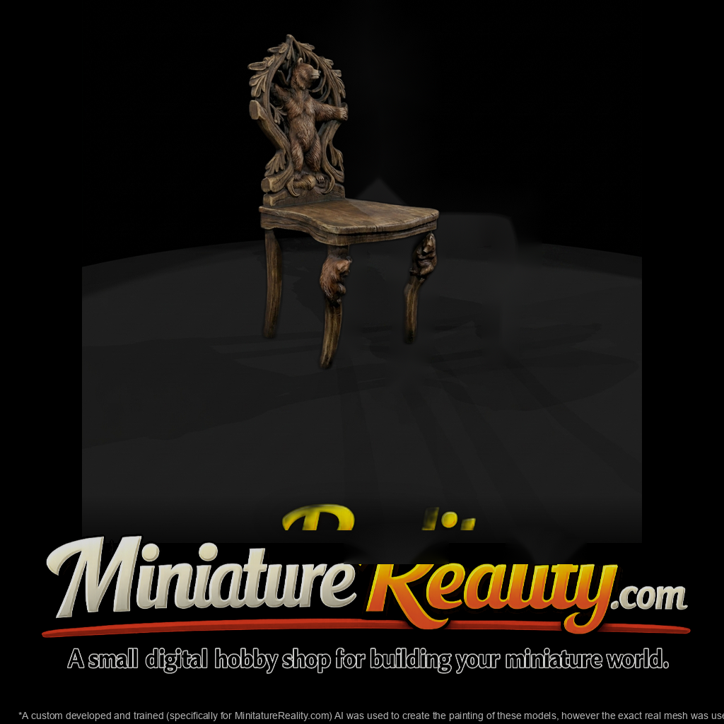 Black Forest Bear Carved Dining Chair HO 1:87 Diorama Prop