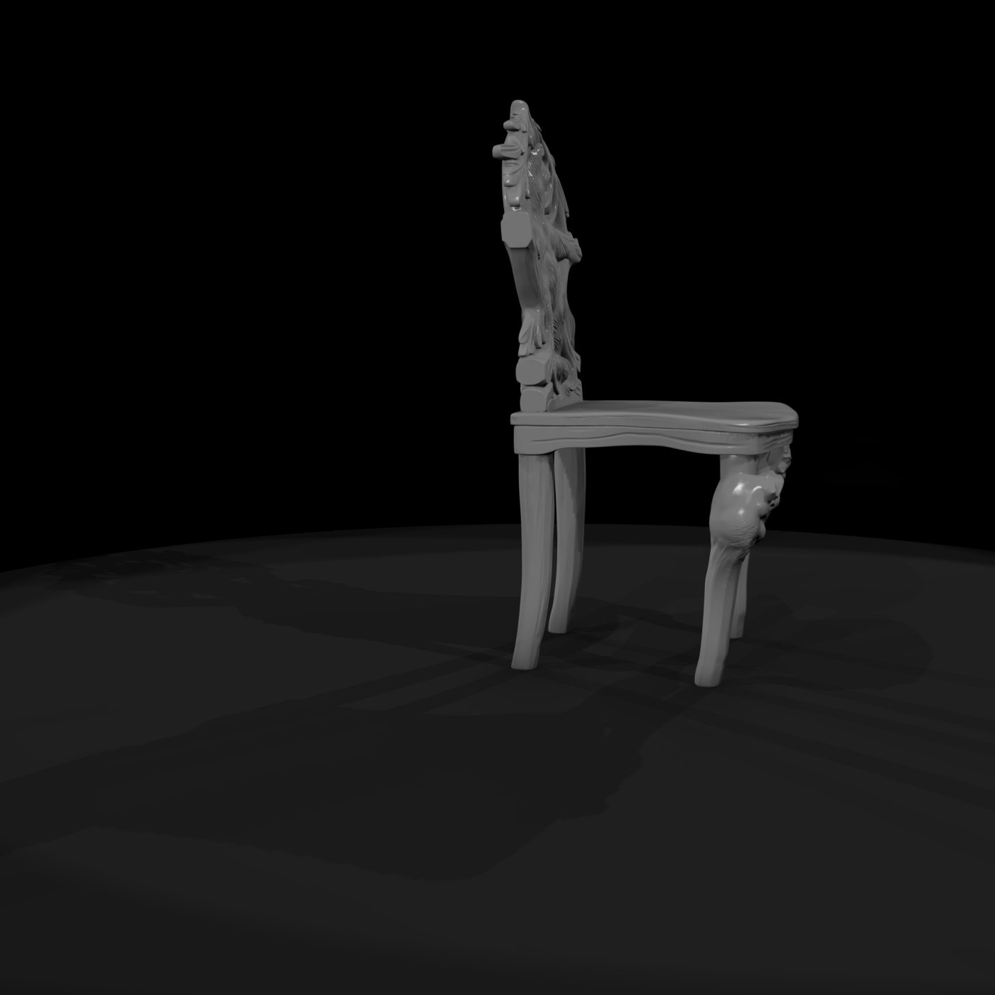 Black Forest Bear Carved Dining Chair HO 1:87 Diorama Prop