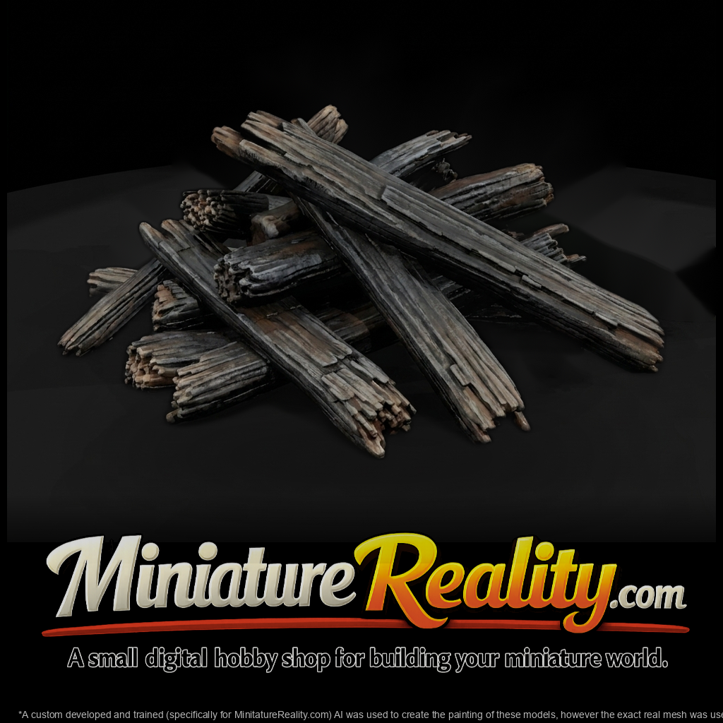 Charred Campfire Logs — & Railroad Prop