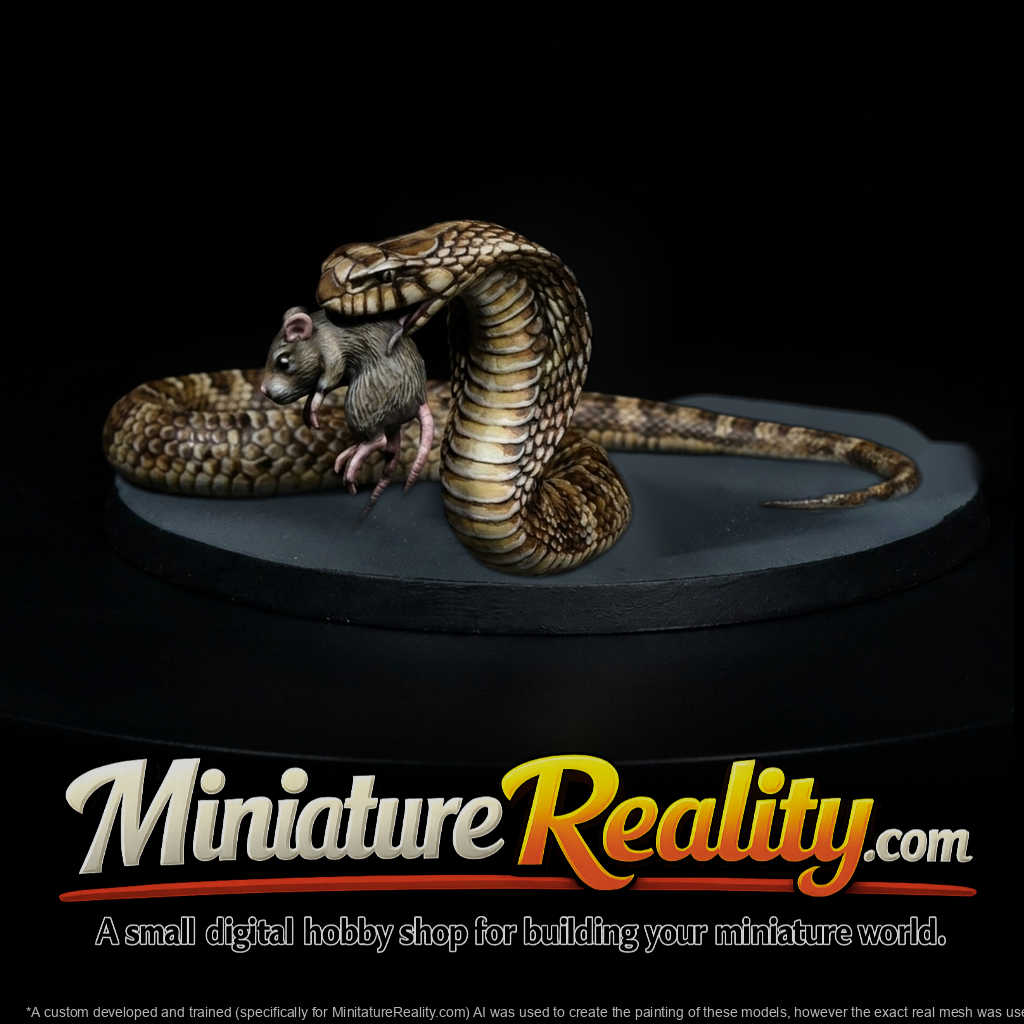 Coiled Cobra with Rat — Stylized