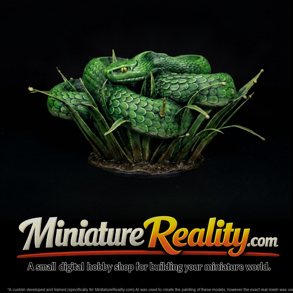 Coiled Snake on Grass Sculpture