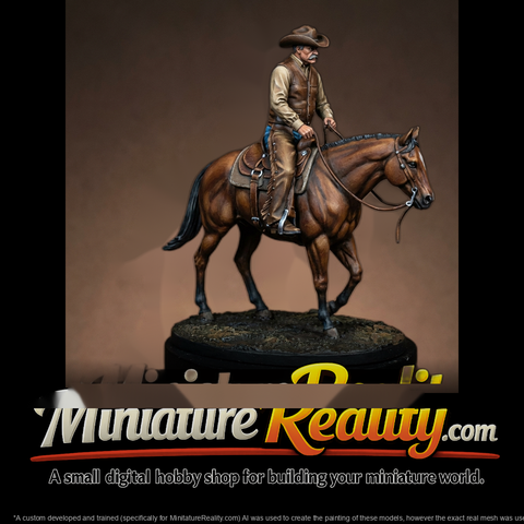 Cowboy on Horse — Rider with Hat, Mustache, Vest & Chaps