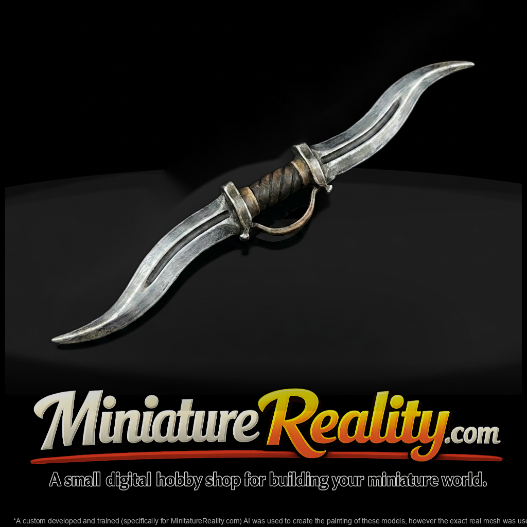 Curved Double-Blade Dagger Prop and Tabletop (H