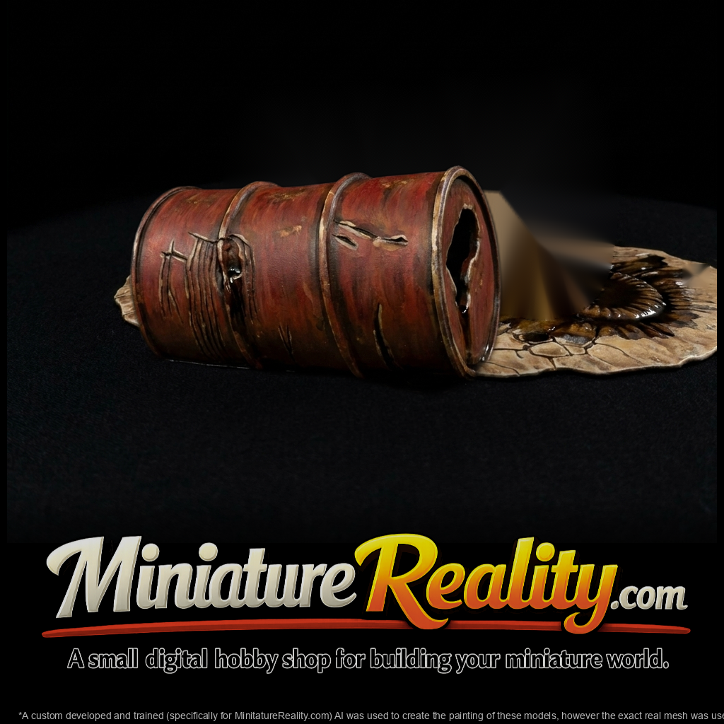 Damaged Leaking Oil Barrel Industrial Drum Prop for Dioramas