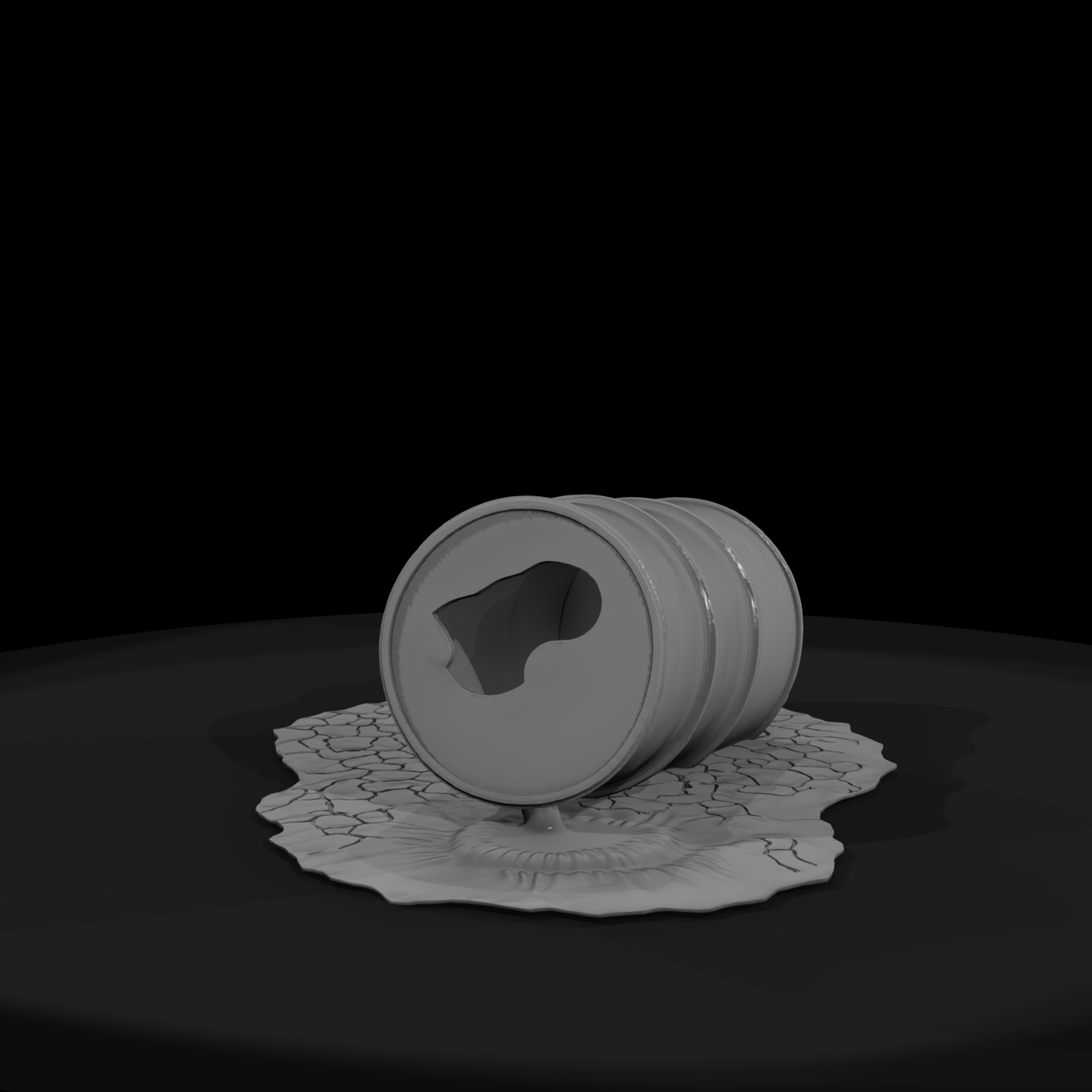 Damaged Leaking Oil Barrel Industrial Drum Prop for Dioramas