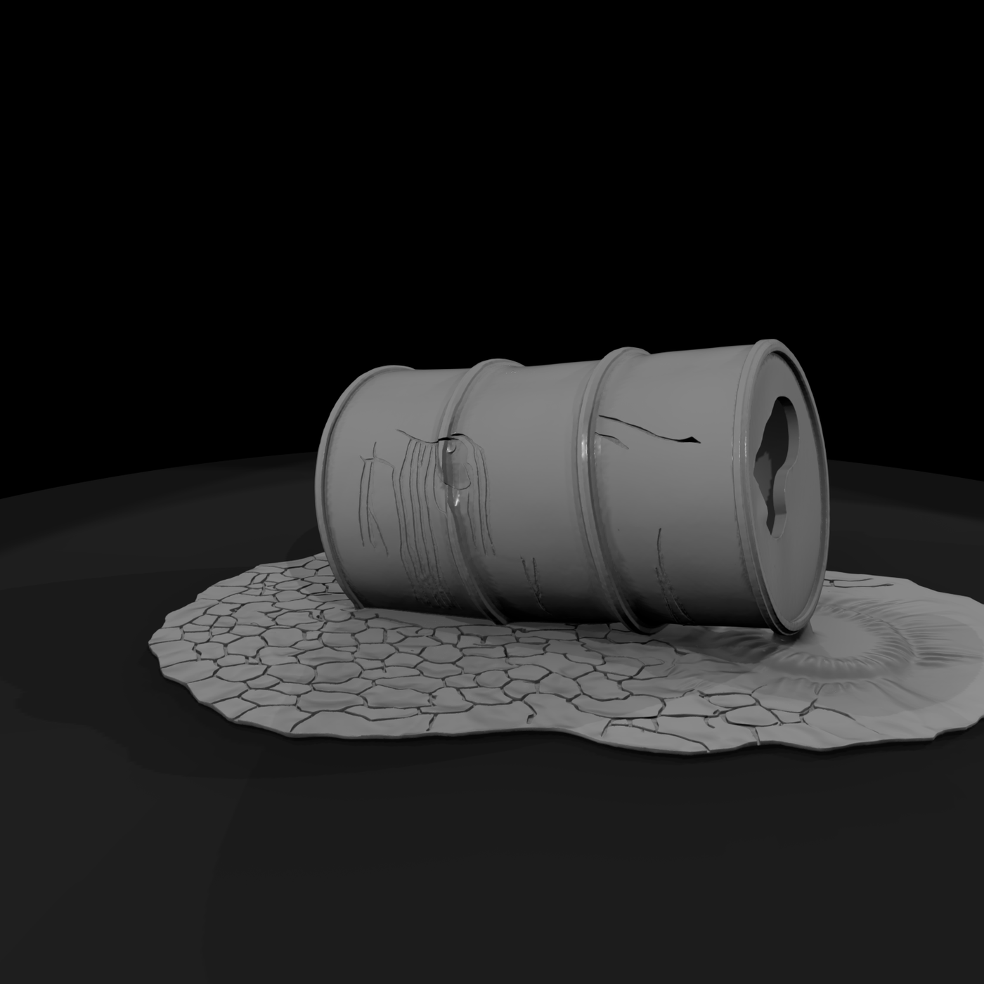 Damaged Leaking Oil Barrel Industrial Drum Prop for Dioramas