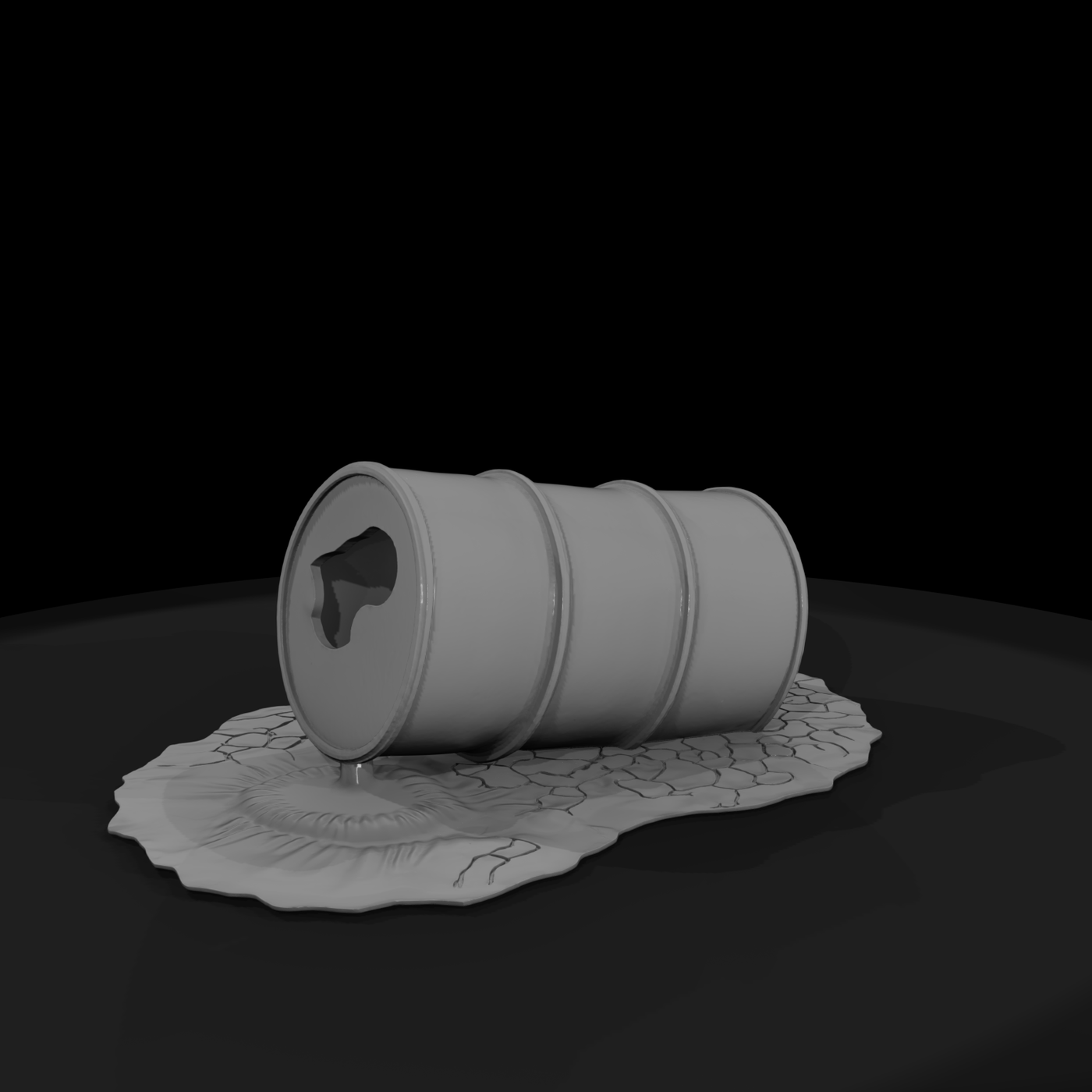 Damaged Leaking Oil Barrel Industrial Drum Prop for Dioramas