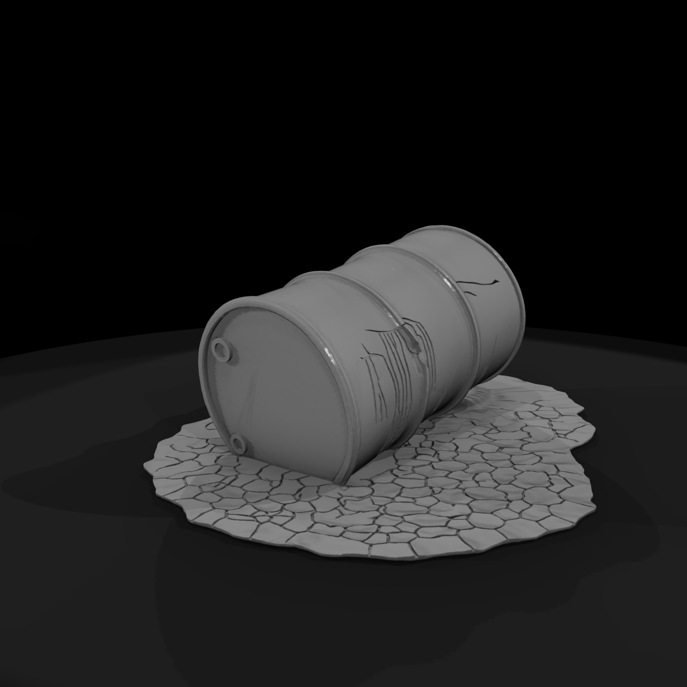 Damaged Leaking Oil Barrel Industrial Drum Prop for Dioramas