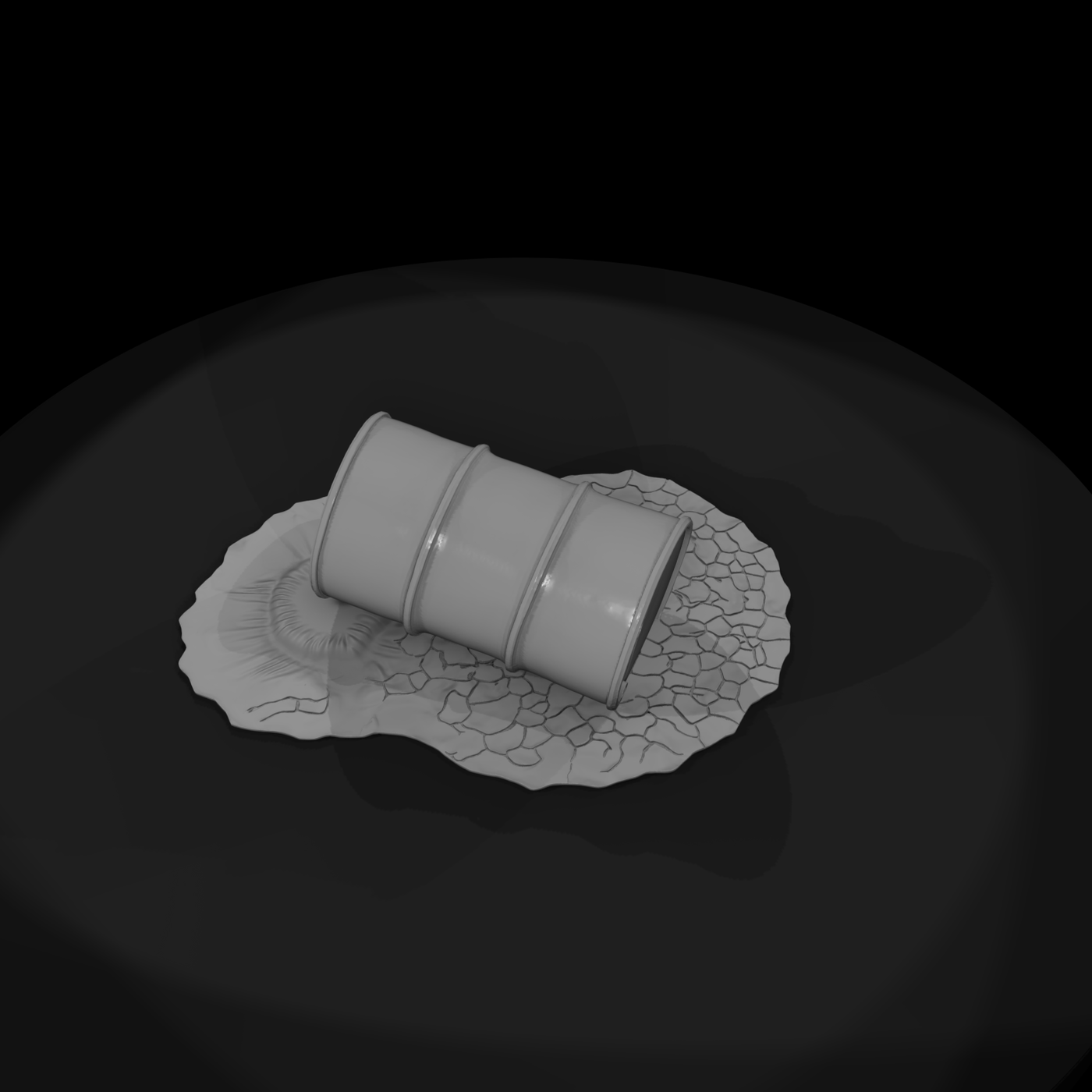 Damaged Leaking Oil Barrel Industrial Drum Prop for Dioramas