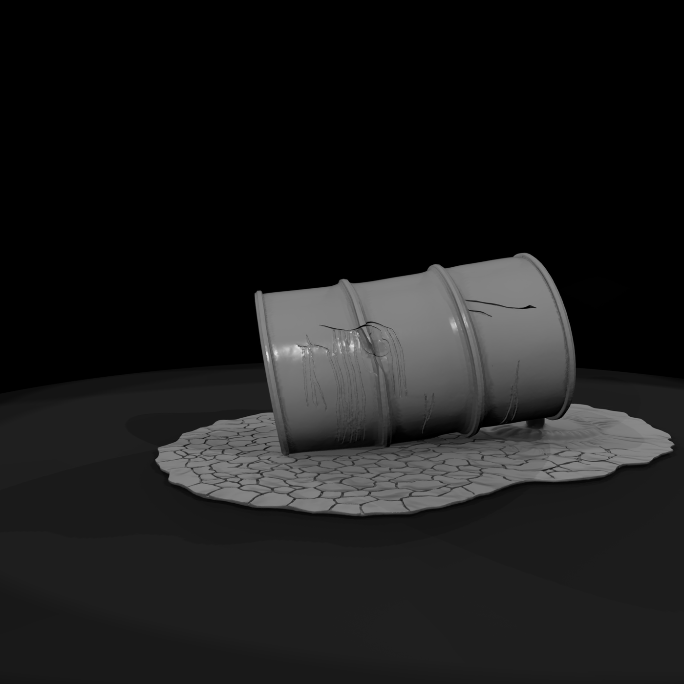 Damaged Leaking Oil Barrel Industrial Drum Prop for Dioramas