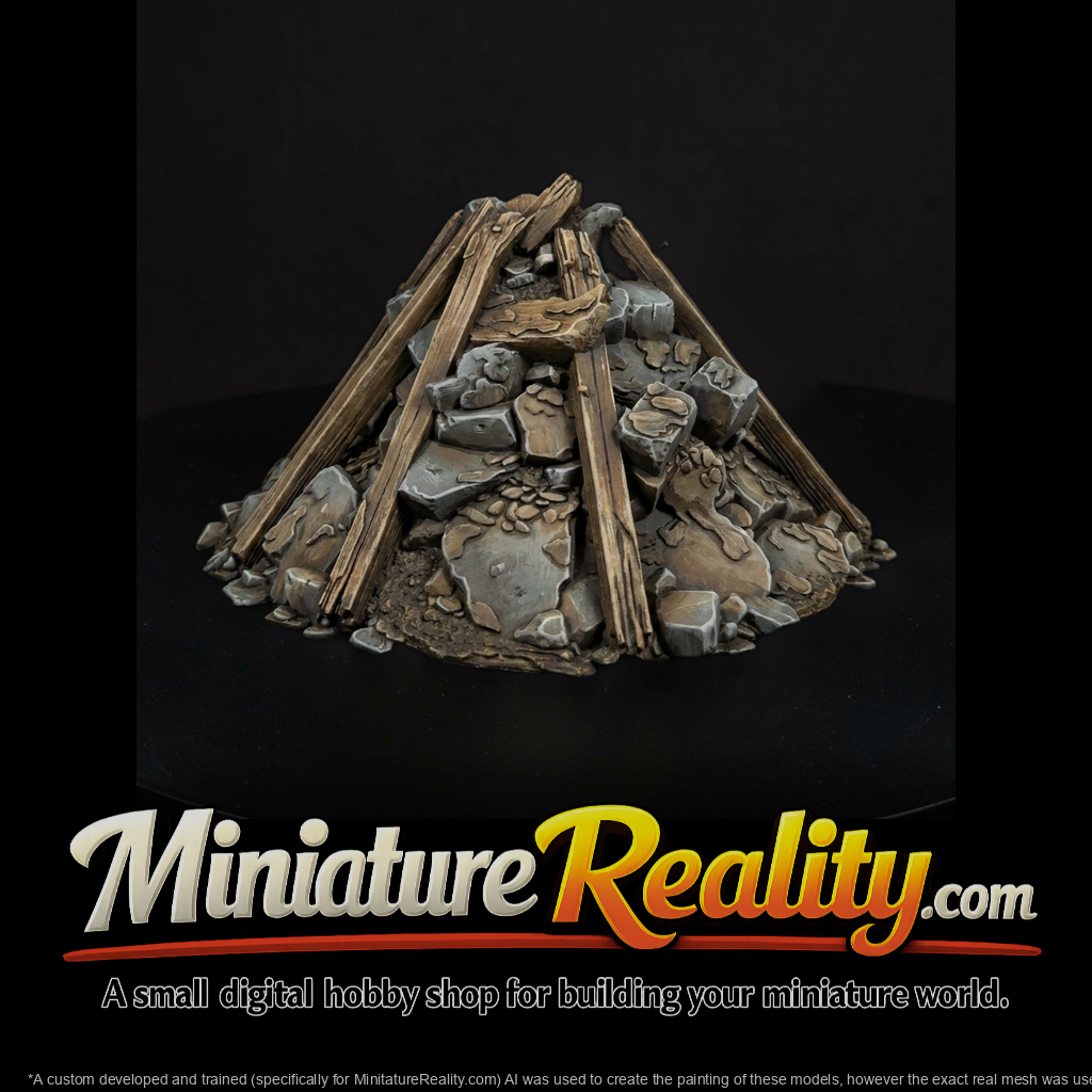 Demolition Rubble Pile with Beams