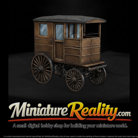 Enclosed Horse-Drawn Carriage - HO 1:87 for Dioramas