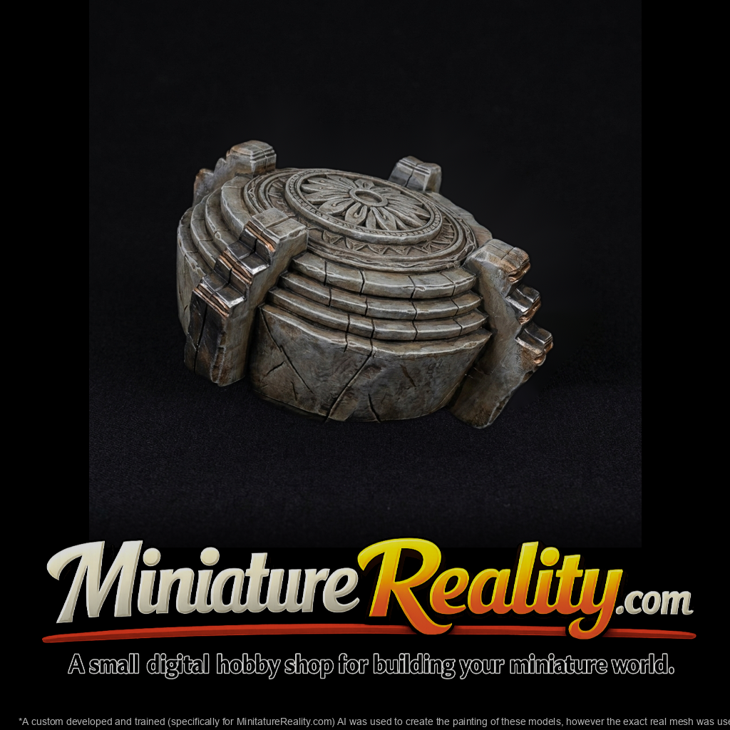 Fantasy Carved Stone Circular Ritual Altar