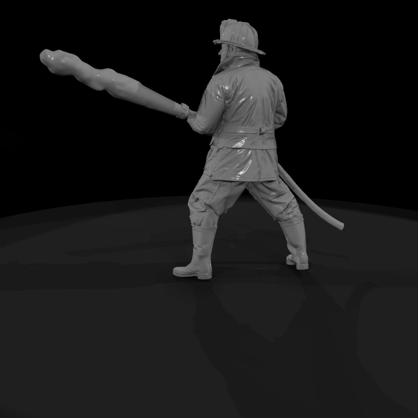Firefighter Figure (1950s) — Holding Hose with Water