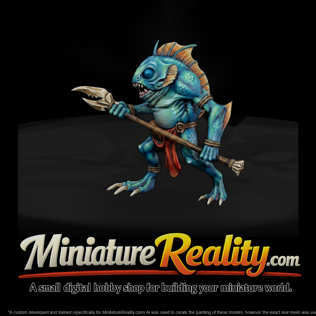 Fishfolk Warrior Miniature — Fantasy Figure & W