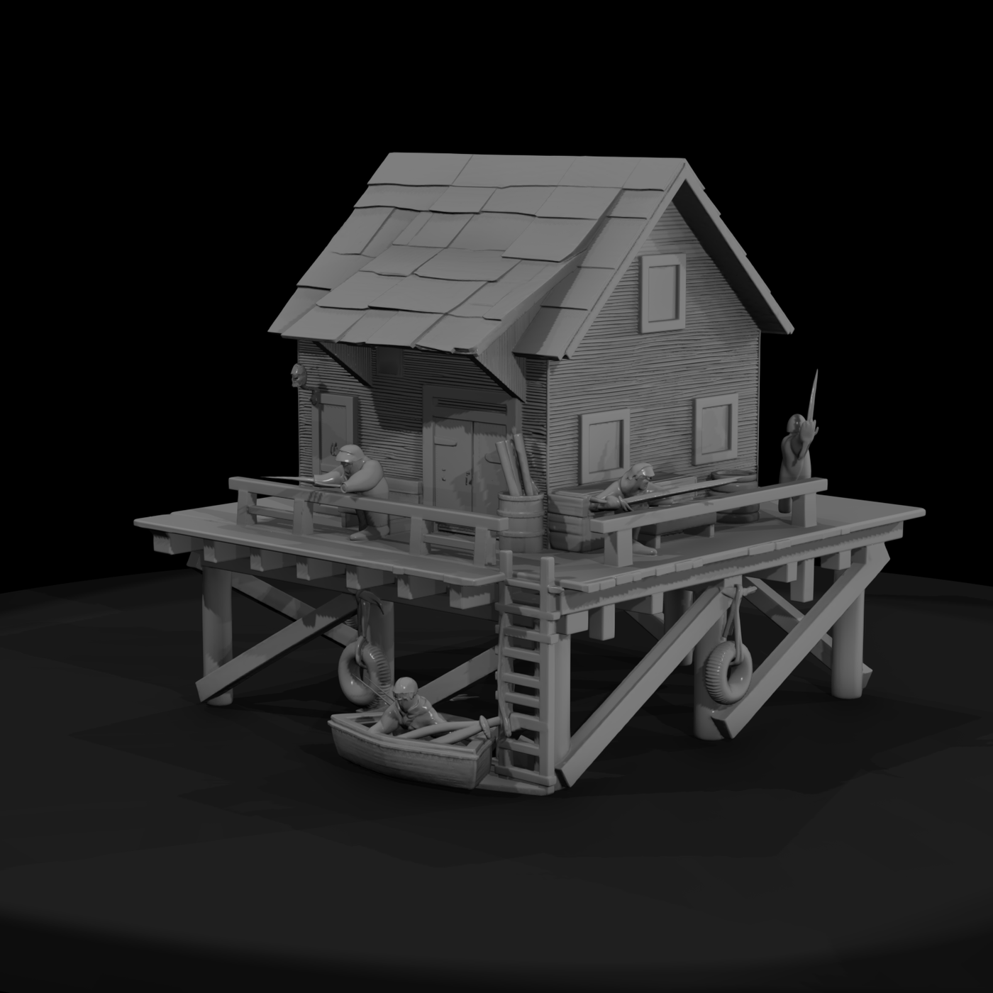 Fishing Pier Shack Terrain for Dioramas