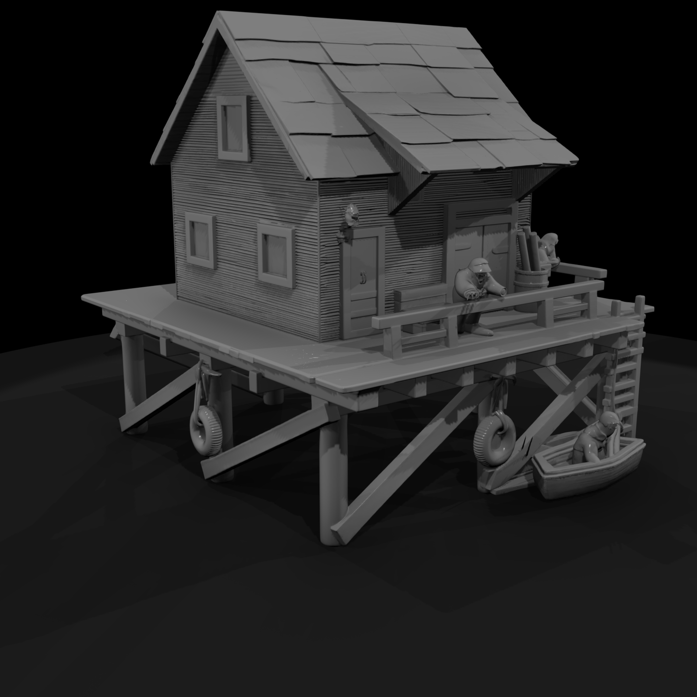 Fishing Pier Shack Terrain for Dioramas