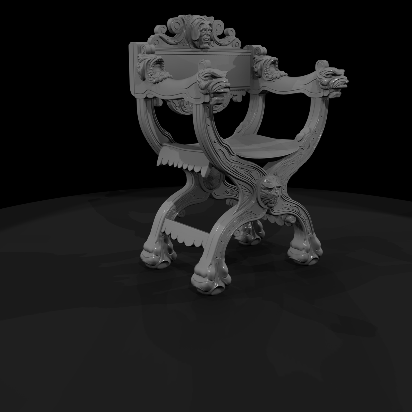 Gothic Throne Armchair for Dioramas HO Scale 1:87