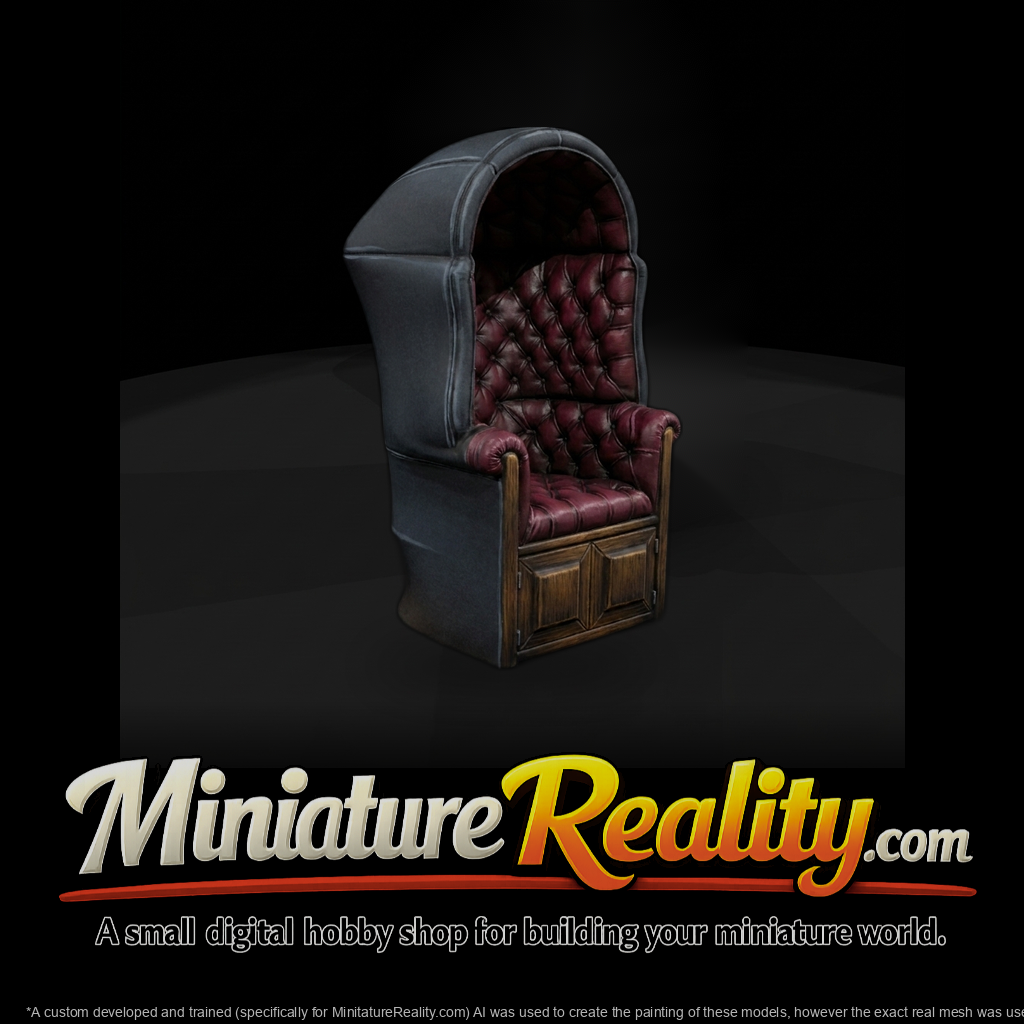 Hooded Tufted Chesterfield Armchair Diorama Prop
