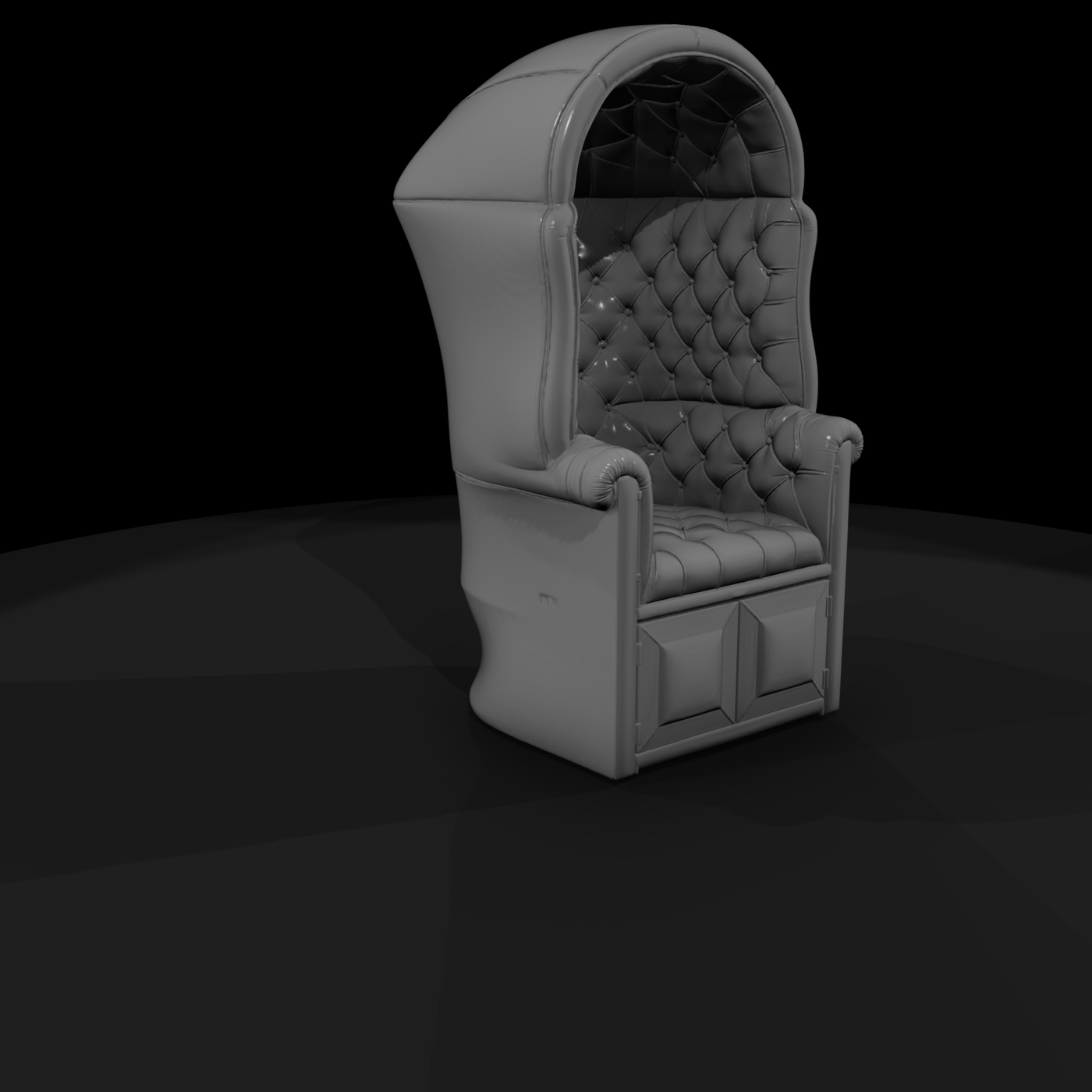 Hooded Tufted Chesterfield Armchair Diorama Prop