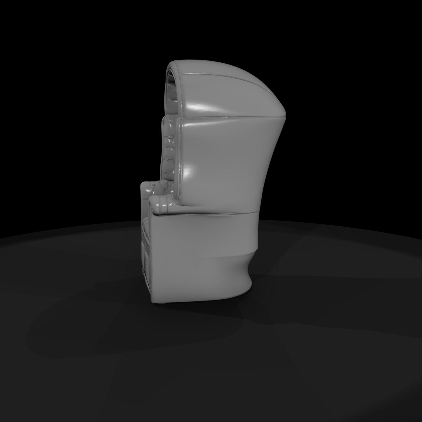 Hooded Tufted Chesterfield Armchair Diorama Prop