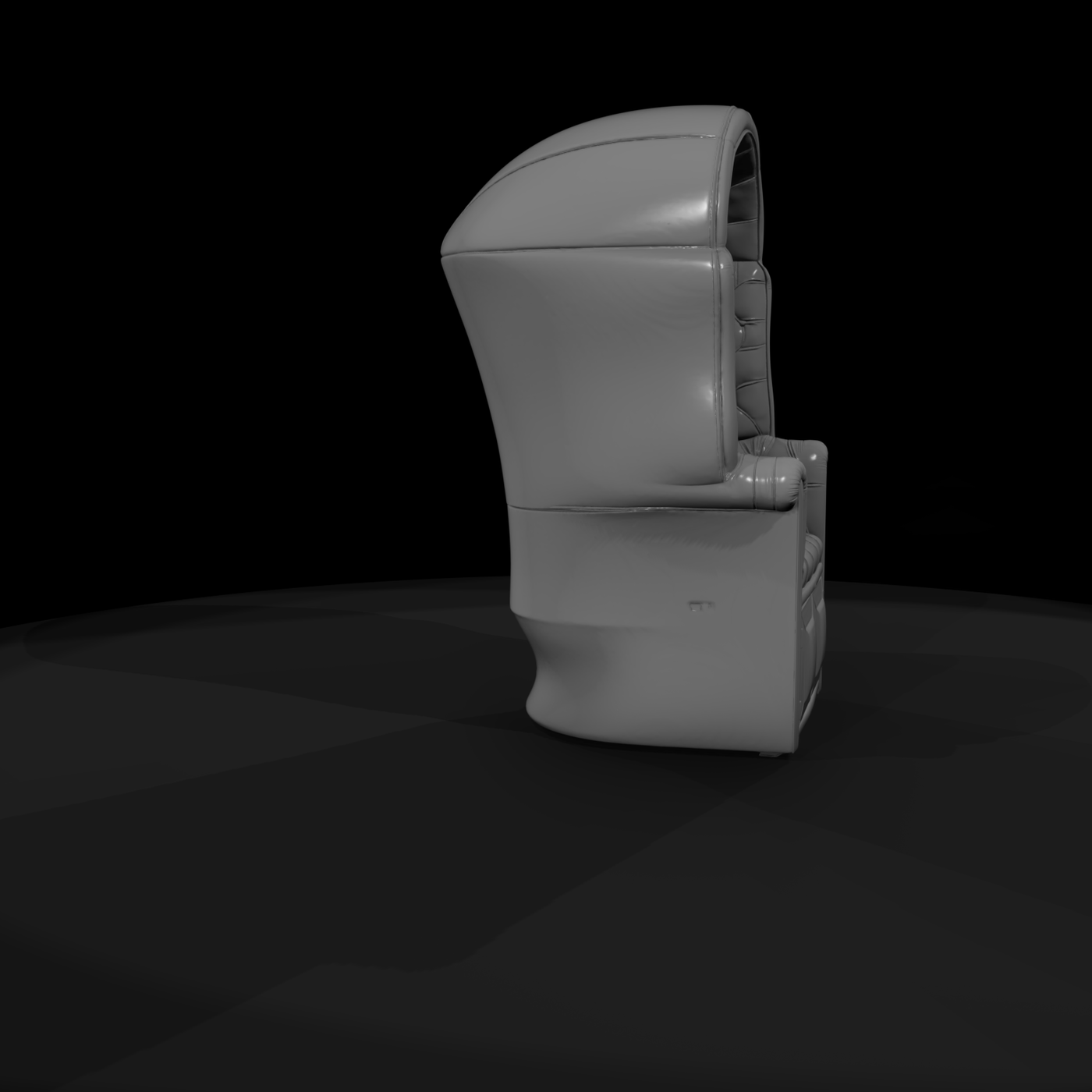Hooded Tufted Chesterfield Armchair Diorama Prop