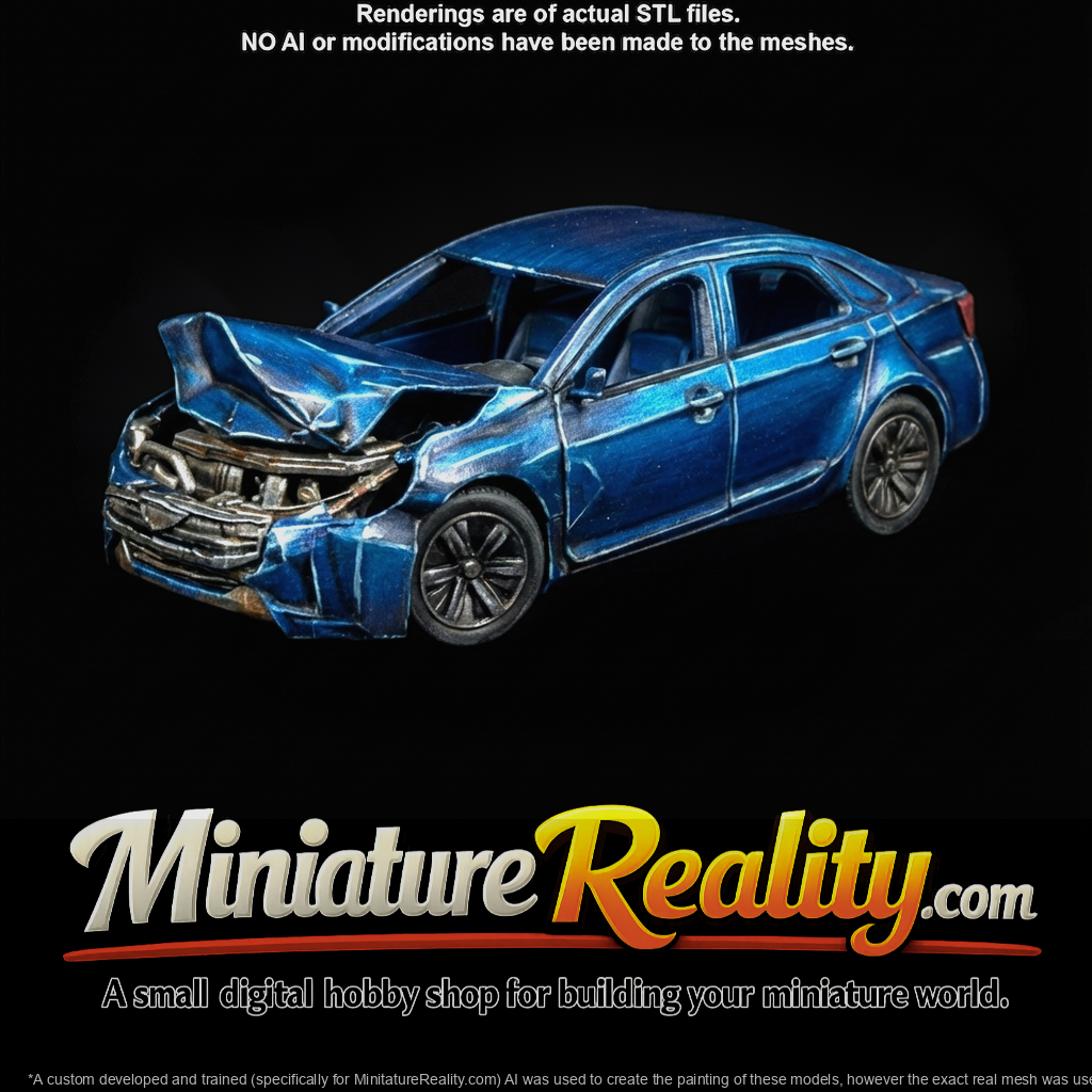 hybrid sedan (2010s–2020s) — totaled, total-loss damage