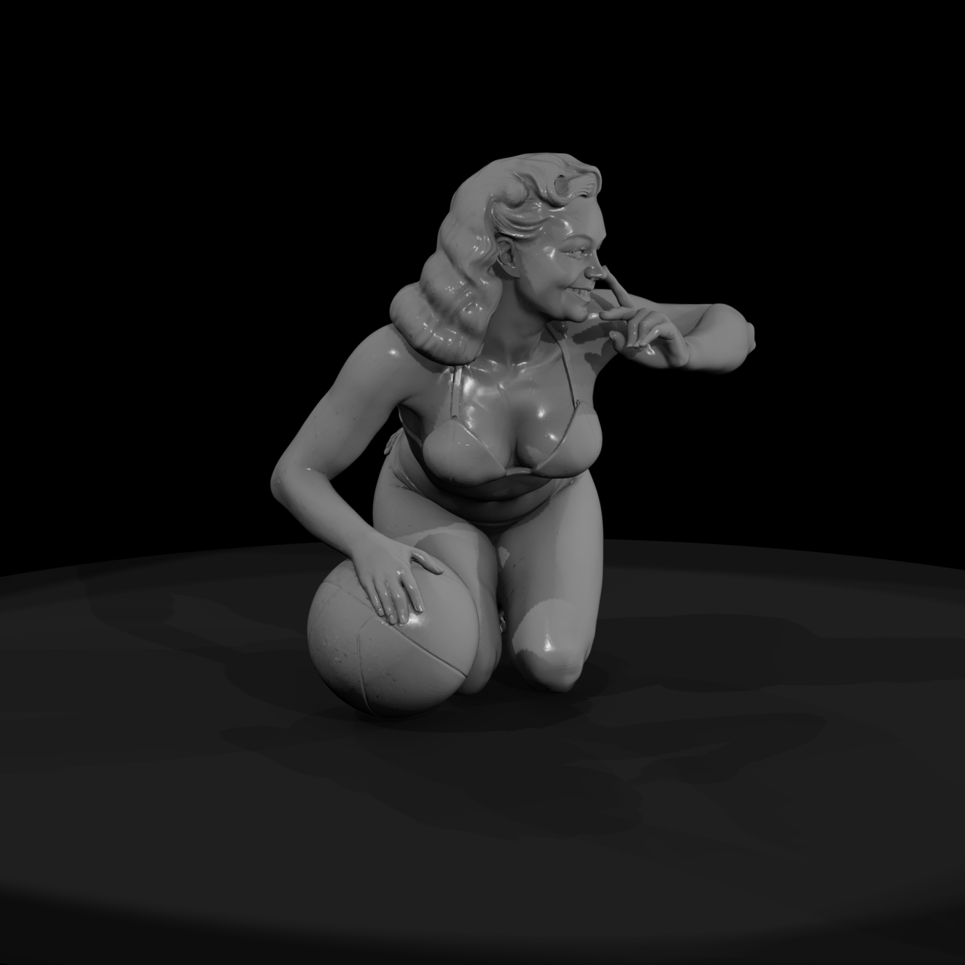Kneeling Pin Up Figure