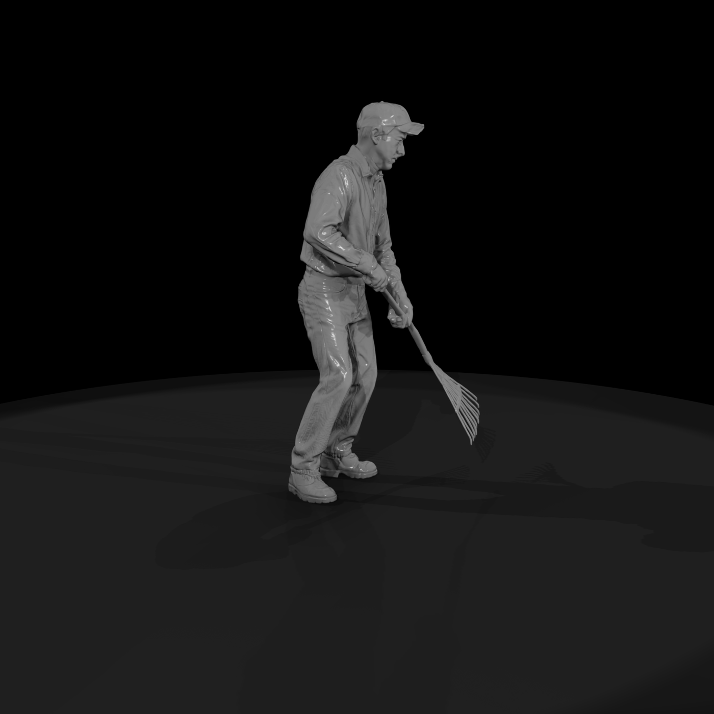 Landscaping crew garden rake 3d m