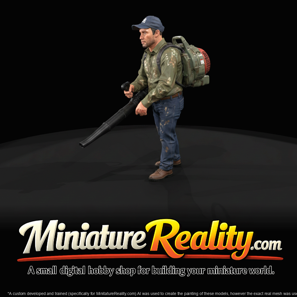 Landscaping crew leaf blower 3d m