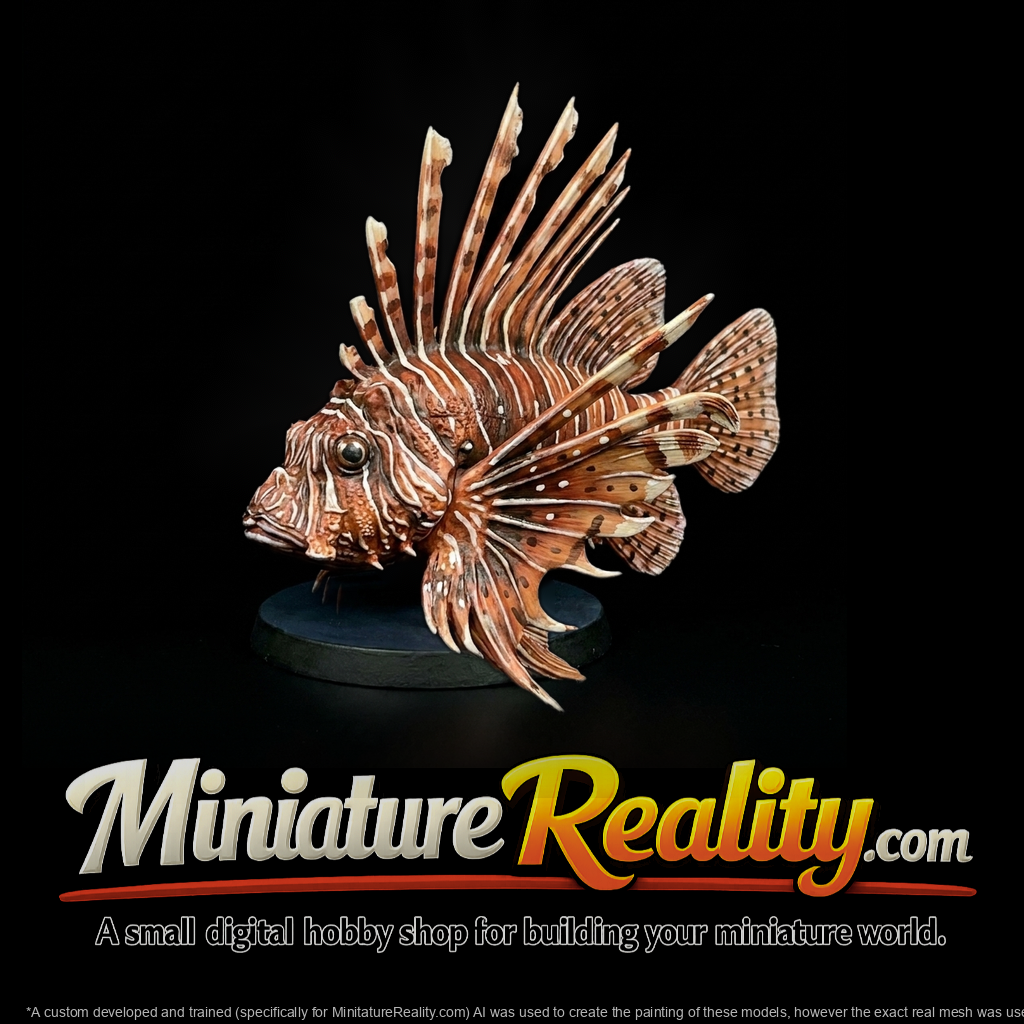 Lionfish sculpture and aquarium display