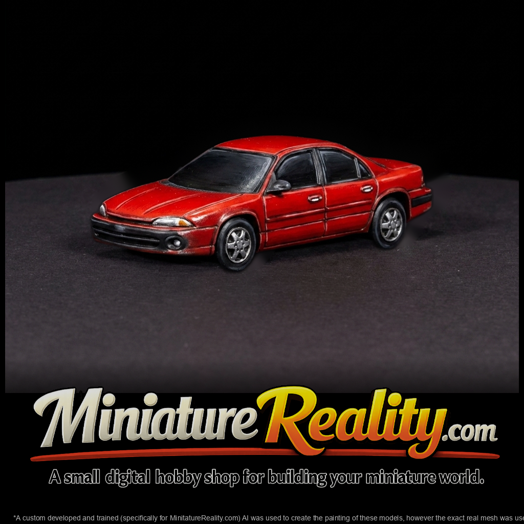 Low-Poly Classic Four-Door Sedan Diorama Car