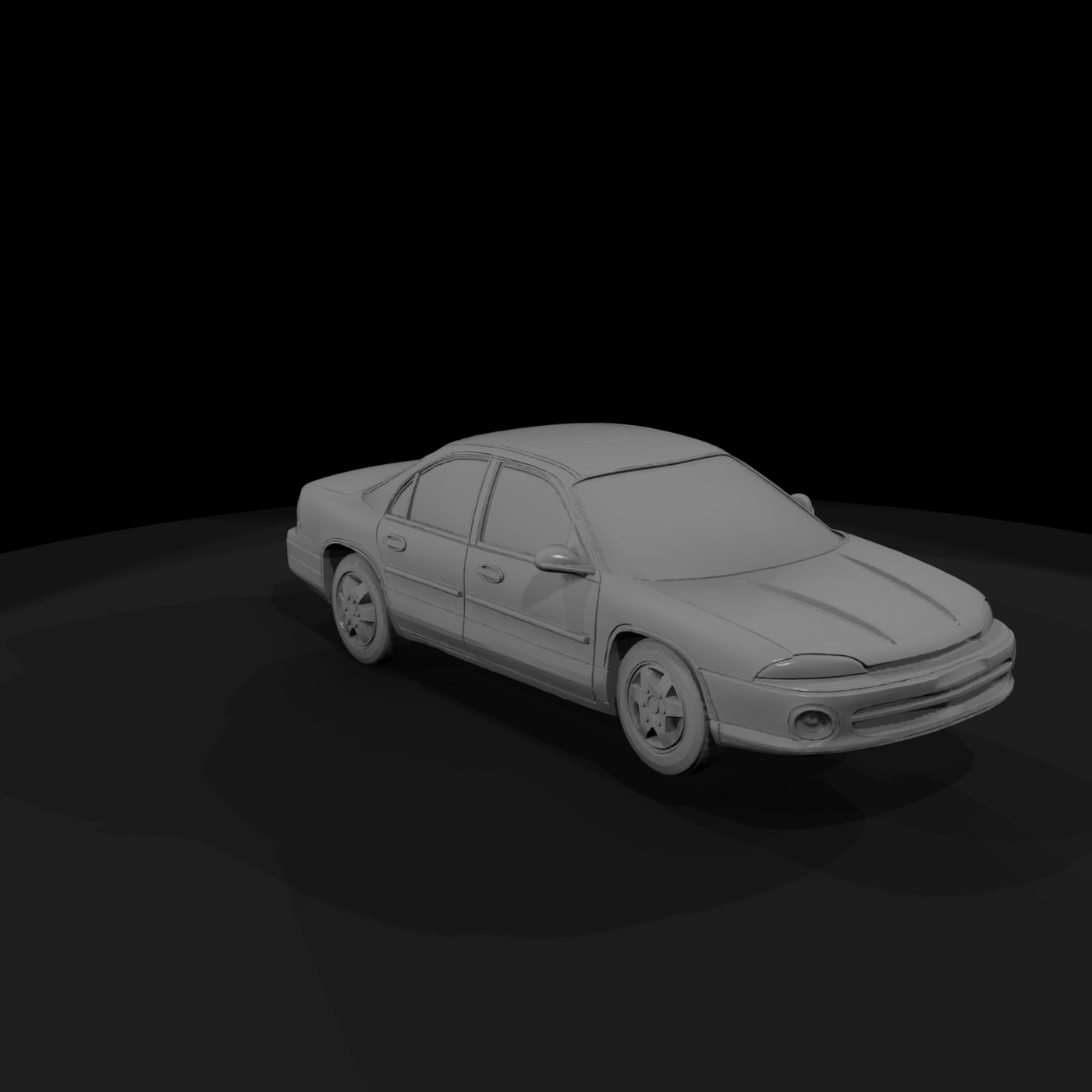 Low-Poly Classic Four-Door Sedan Diorama Car