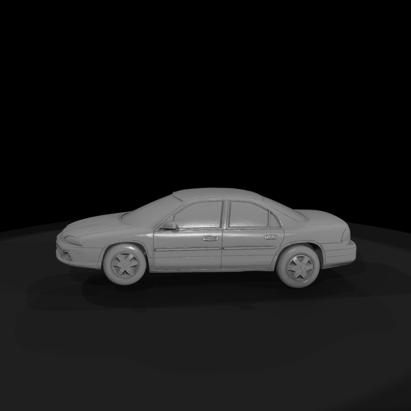 Low-Poly Classic Four-Door Sedan Diorama Car