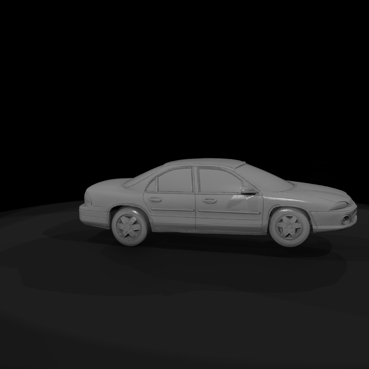 Low-Poly Classic Four-Door Sedan Diorama Car