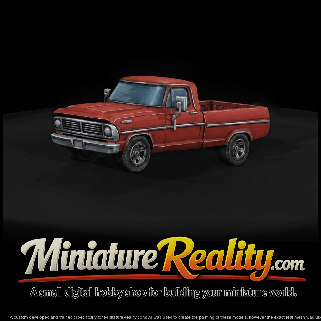 Low-Poly Classic Pickup Truck — HO Diorama Vehicle