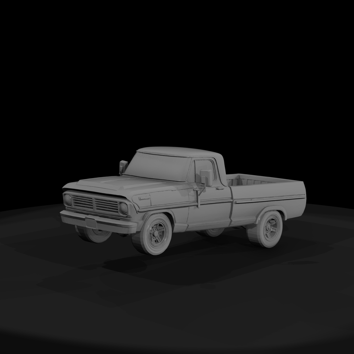 Low-Poly Classic Pickup Truck — HO Diorama Vehicle