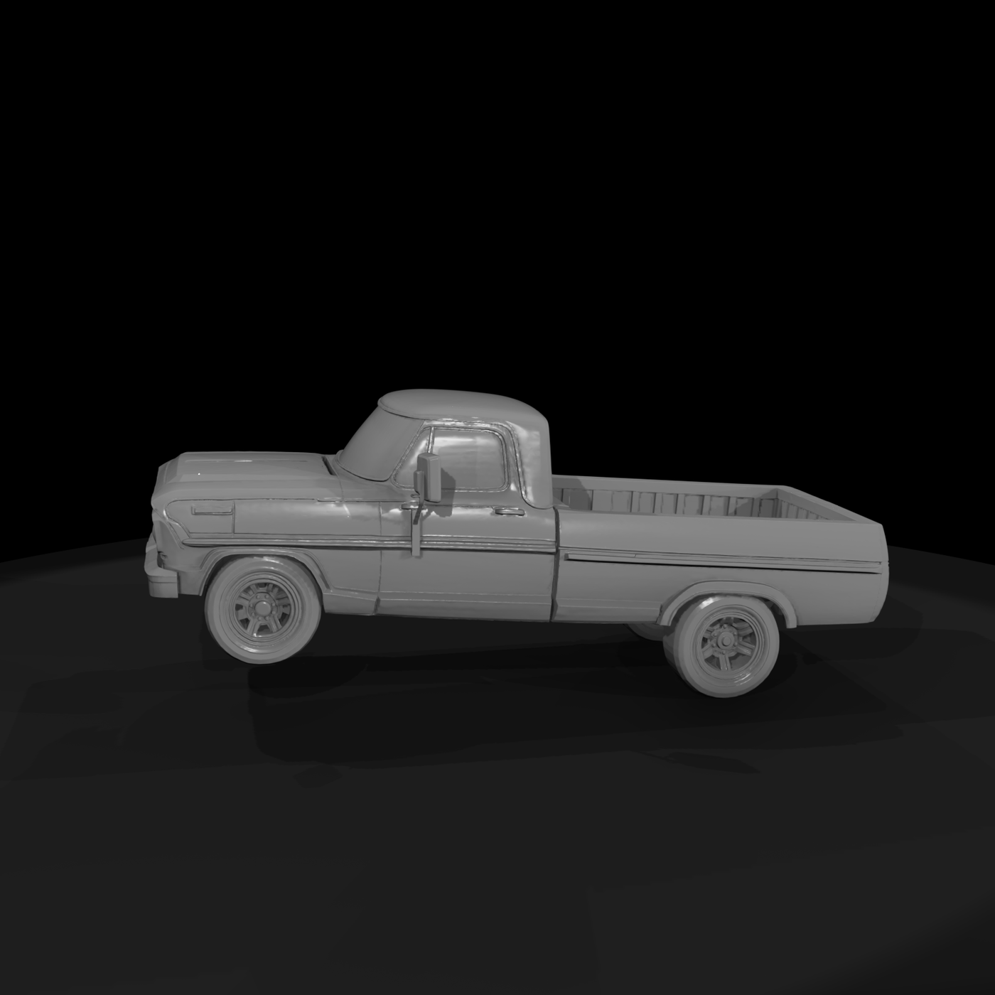 Low-Poly Classic Pickup Truck — HO Diorama Vehicle