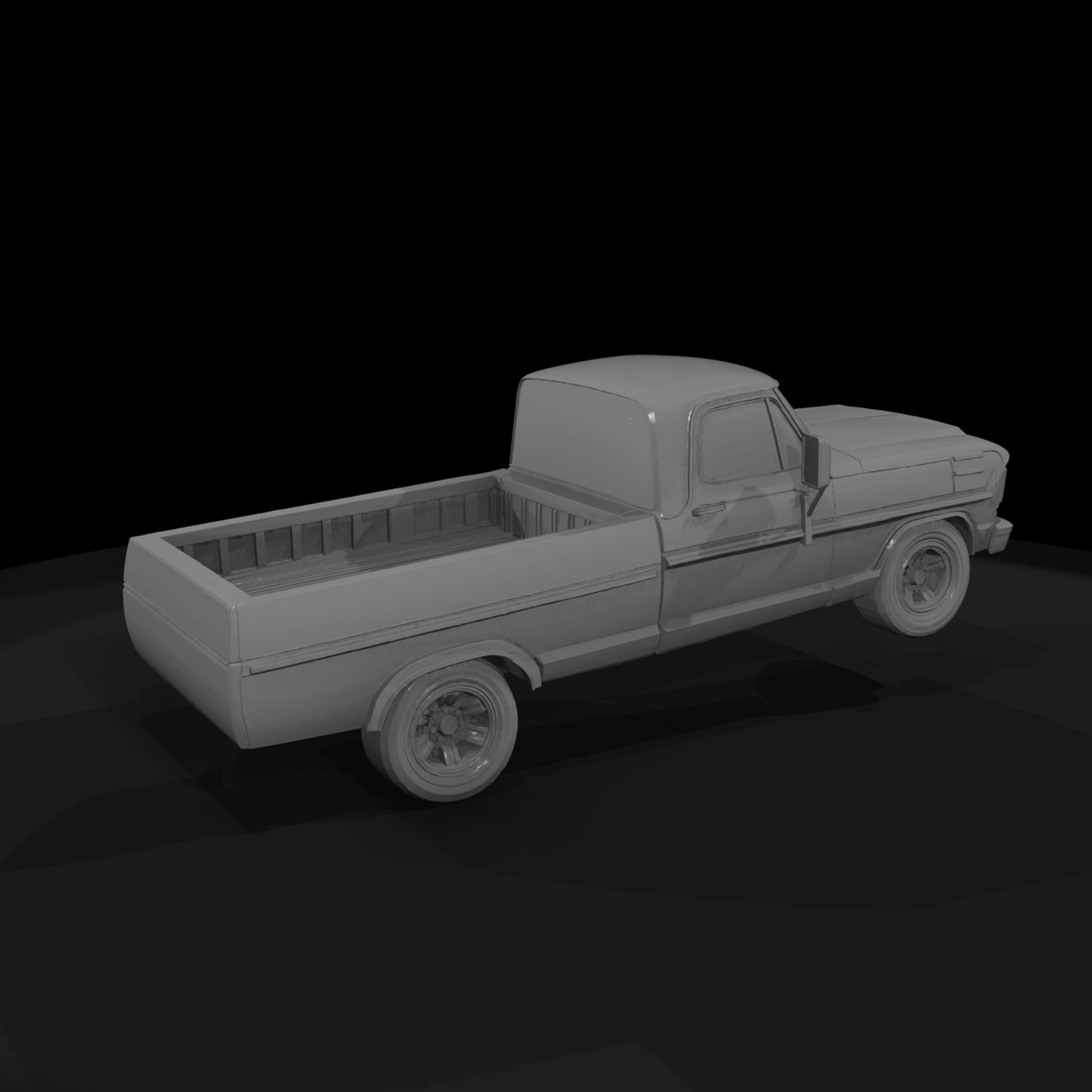 Low-Poly Classic Pickup Truck — HO Diorama Vehicle