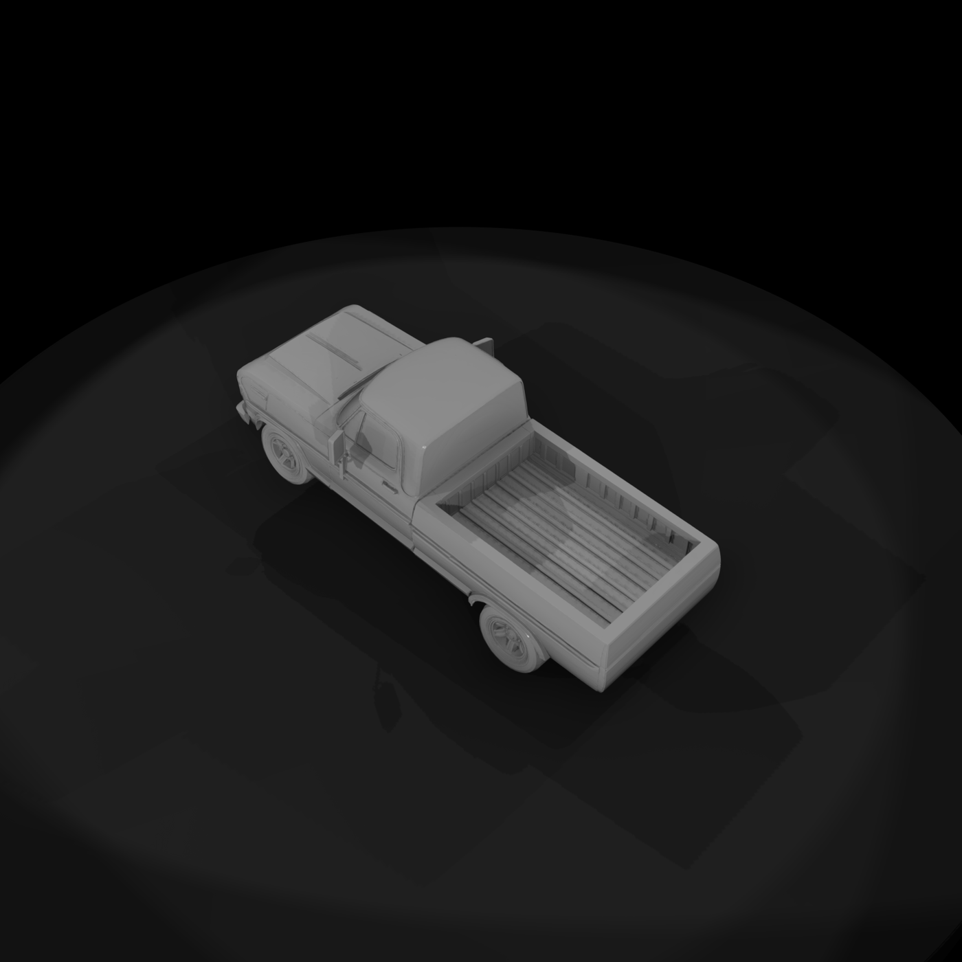Low-Poly Classic Pickup Truck — HO Diorama Vehicle