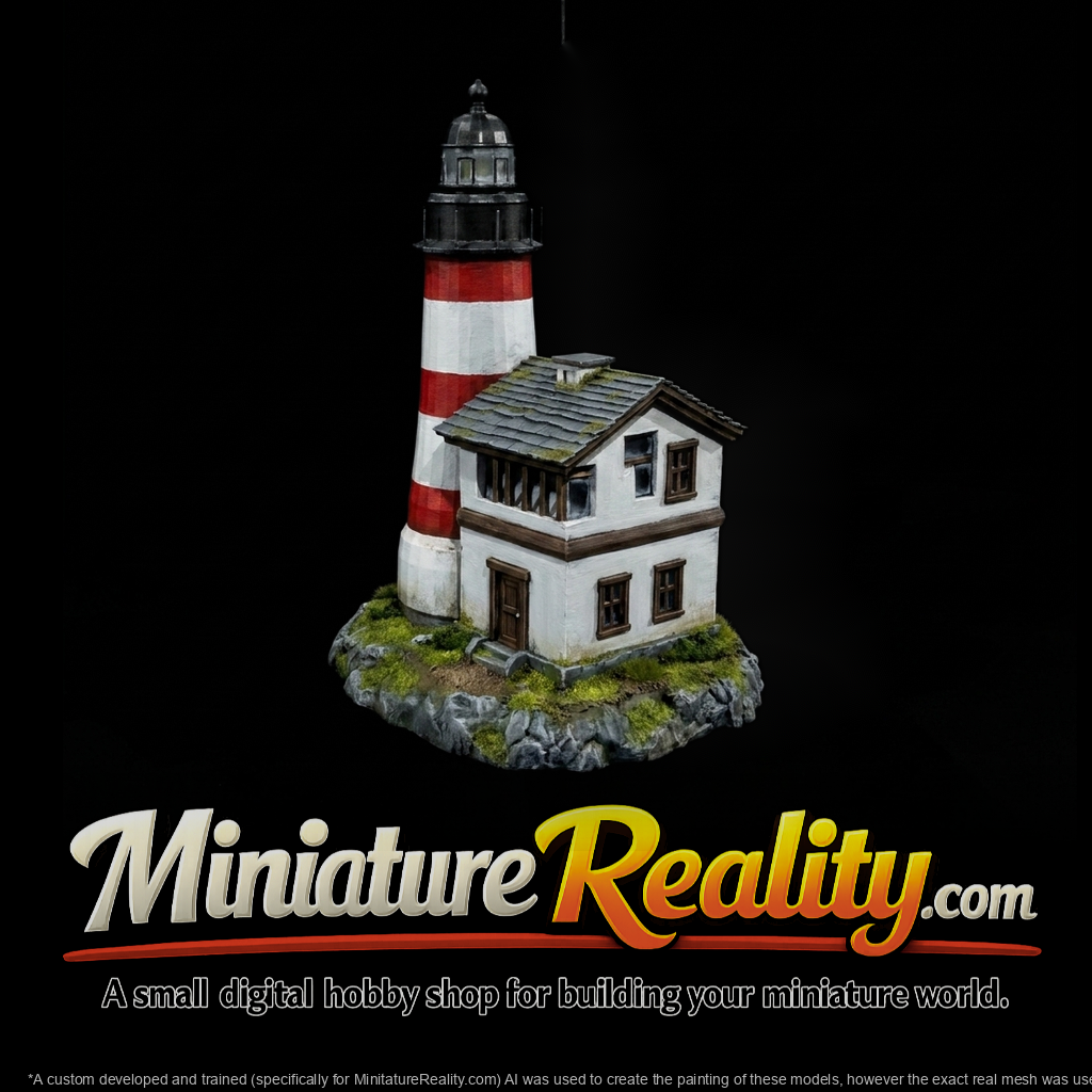 Low-Poly Coastal Lighthouse with Keeper House